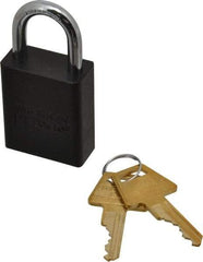 American Lock - Keyed Different Conductive Lockout Padlock - 1" Shackle Clearance, 1/4" Shackle Diam, 1.8" Body Height x 1-1/2" Body Width, Black, 5 Pins - USA Tool & Supply