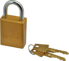 American Lock - Keyed Different Conductive Lockout Padlock - 1" Shackle Clearance, 1/4" Shackle Diam, 1.8" Body Height x 1-1/2" Body Width, Yellow, 5 Pins - USA Tool & Supply