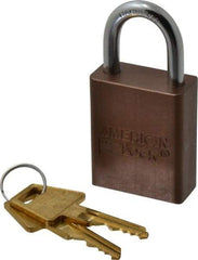 American Lock - Keyed Different Conductive Lockout Padlock - 1" Shackle Clearance, 1/4" Shackle Diam, 1.8" Body Height x 1-1/2" Body Width, Brown, 5 Pins - USA Tool & Supply