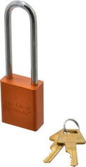 American Lock - Keyed Different Conductive Lockout Padlock - 3" Shackle Clearance, 1/4" Shackle Diam, 1.8" Body Height x 1-1/2" Body Width, Orange, 5 Pins - USA Tool & Supply