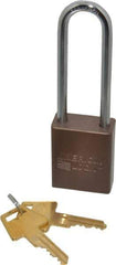 American Lock - Keyed Alike Conductive Lockout Padlock - 3" Shackle Clearance, 1/4" Shackle Diam, 1.8" Body Height x 1-1/2" Body Width, Brown, 5 Pins - USA Tool & Supply