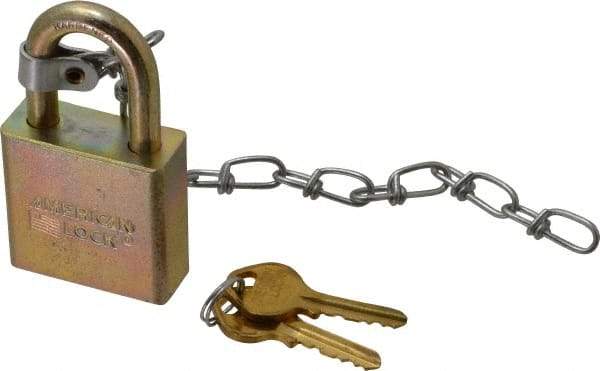 American Lock - 1-1/8" Shackle Clearance, Keyed Different A5200GLWN Padlock - 5/16" Shackle Diam, Steel, with Solid Steel Finish - USA Tool & Supply