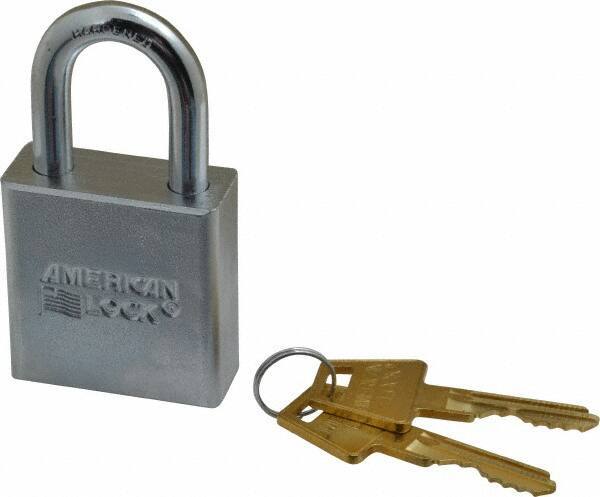 American Lock - 1-1/8" Shackle Clearance, Keyed Different A6200 Padlock - 5/16" Shackle Diam, Steel, with Solid Steel Finish - USA Tool & Supply