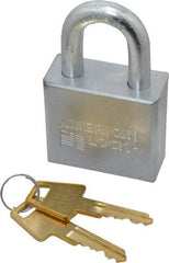 American Lock - 1-1/8" Shackle Clearance, Keyed Alike A50 Padlock - 3/8" Shackle Diam, Steel, with Solid Steel Finish - USA Tool & Supply