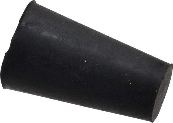 Made in USA - 25/64" Small End, 19/32" Large End Diam, Size 00, Tapered Rubber Stopper - 38 to 48 Shore A Durometer Hardness - USA Tool & Supply