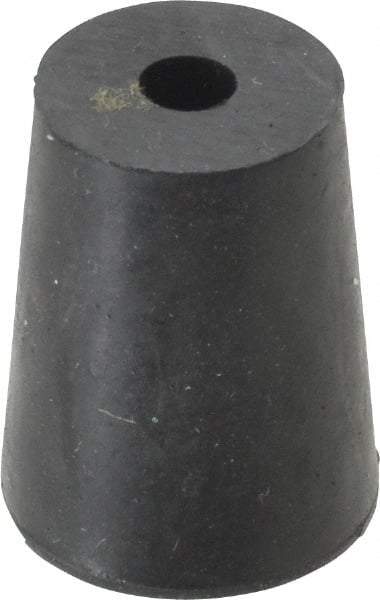 Made in USA - #2, 5/8 Small to 25/32 Large End Diam, Tapered Rubber Stopper with Hole - 38 to 48 Shore A Durometer, 13/64" Hole Diam - USA Tool & Supply