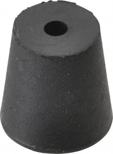 Made in USA - #3, 45/64 Small to 15/16 Large End Diam, Tapered Rubber Stopper with Hole - 38 to 48 Shore A Durometer, 13/64" Hole Diam - USA Tool & Supply