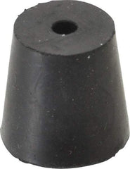 Made in USA - #4, 25/32 Small to 1-1/64 Large End Diam, Tapered Rubber Stopper with Hole - 38 to 48 Shore A Durometer, 13/64" Hole Diam - USA Tool & Supply