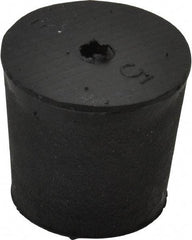 Made in USA - #5, 29/32 Small to 1-1/16 Large End Diam, Tapered Rubber Stopper with Hole - 38 to 48 Shore A Durometer, 13/64" Hole Diam - USA Tool & Supply