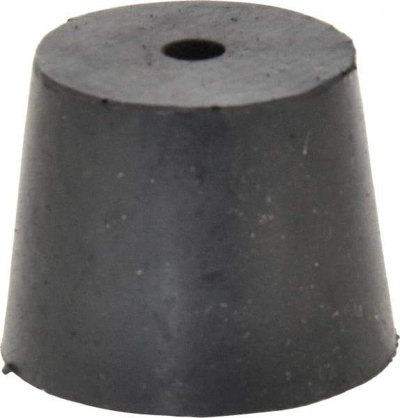 Made in USA - #6, 1-1/64 Small to 1-17/64 Large End Diam, Tapered Rubber Stopper with Hole - 38 to 48 Shore A Durometer, 13/64" Hole Diam - USA Tool & Supply