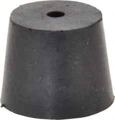 Made in USA - #6, 1-1/64 Small to 1-17/64 Large End Diam, Tapered Rubber Stopper with Hole - 38 to 48 Shore A Durometer, 13/64" Hole Diam - USA Tool & Supply