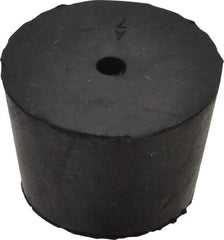 Made in USA - #7, 1-3/16 Small to 1-29/64 Large End Diam, Tapered Rubber Stopper with Hole - 38 to 48 Shore A Durometer, 13/64" Hole Diam - USA Tool & Supply