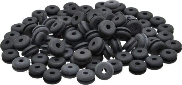 Made in USA - 7/16" OD, 7/32" Thick Flexible Grommet - Rubber, 5/16" Slot Diam x 1/16" Slot Width - USA Tool & Supply