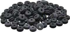 Made in USA - 7/16" OD, 7/32" Thick Flexible Grommet - Rubber, 5/16" Slot Diam x 1/16" Slot Width - USA Tool & Supply