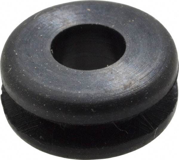 Made in USA - 3/8" OD, 3/16" Thick Flexible Grommet - Rubber, 1/4" Slot Diam x 1/16" Slot Width - USA Tool & Supply