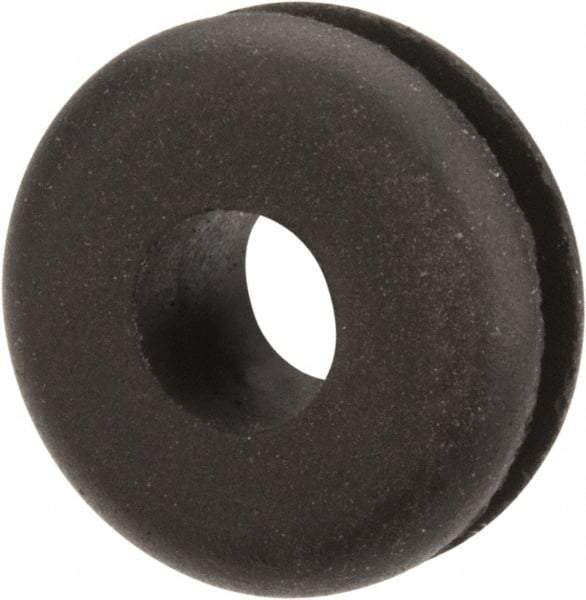 Made in USA - 1/2" OD, 7/32" Thick Flexible Grommet - Rubber, 5/16" Slot Diam x 1/16" Slot Width - USA Tool & Supply