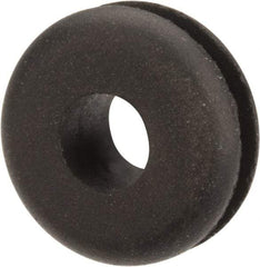 Made in USA - 1/2" OD, 7/32" Thick Flexible Grommet - Rubber, 5/16" Slot Diam x 1/16" Slot Width - USA Tool & Supply