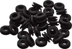 Made in USA - 1/2" OD, 3/16" Thick Flexible Grommet - Rubber, 11/32" Slot Diam x 1/16" Slot Width - USA Tool & Supply