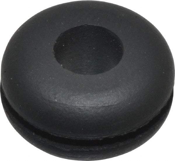 Made in USA - 5/8" OD, 11/32" Thick Flexible Grommet - Rubber, 3/8" Slot Diam x 1/16" Slot Width - USA Tool & Supply