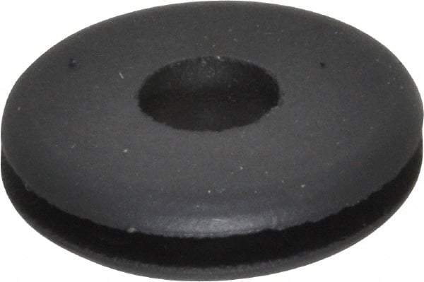Made in USA - 3/4" OD, 11/64" Thick Flexible Grommet - Rubber, 9/16" Slot Diam x 1/16" Slot Width - USA Tool & Supply