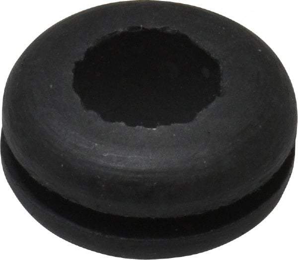 Made in USA - 9/16" OD, 1/4" Thick Flexible Grommet - Rubber, 3/8" Slot Diam x 1/16" Slot Width - USA Tool & Supply