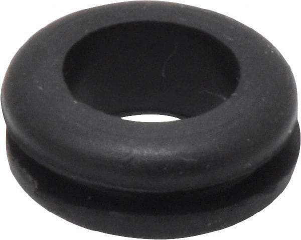 Made in USA - 5/8" OD, 1/4" Thick Flexible Grommet - Rubber, 1/2" Slot Diam x 1/16" Slot Width - USA Tool & Supply