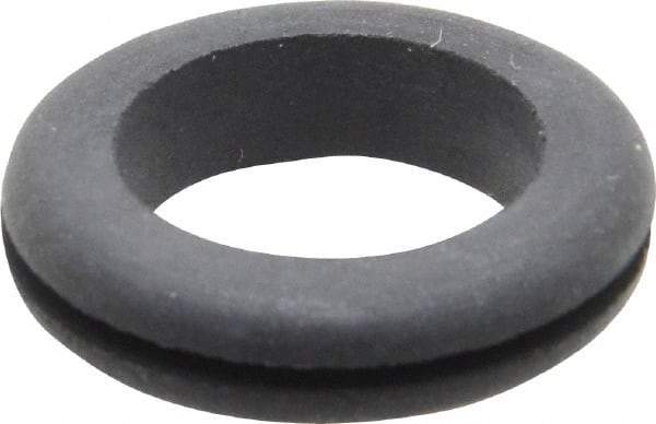 Made in USA - 1-1/8" OD, 9/32" Thick Flexible Grommet - Rubber, 7/8" Slot Diam x 1/16" Slot Width - USA Tool & Supply