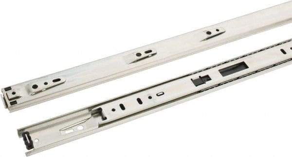 Knape & Vogt - 28" Slide Length, 21" Travel Length, Chrome Drawer Slide - Chrome Finish - USA Tool & Supply