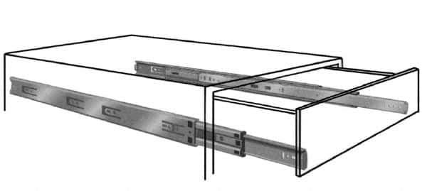 Knape & Vogt - 14" Slide Length, Chrome Box or Vertical File Drawer Slide - 18" Wide, Chrome Finish - USA Tool & Supply