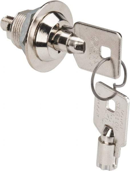 Made in USA - 5/8" Max Thickness, High Security Tubular Keyed Latch - Polished Nickel Coated - USA Tool & Supply