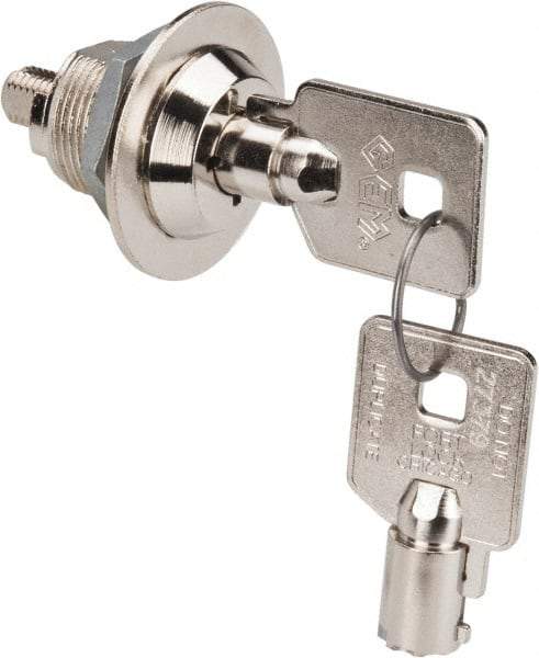 Made in USA - 5/8" Max Thickness, High Security Tubular Keyed Latch - Polished Nickel Coated - USA Tool & Supply