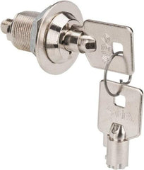 Made in USA - 7/8" Max Thickness, High Security Tubular Keyed Latch - Polished Nickel Coated - USA Tool & Supply