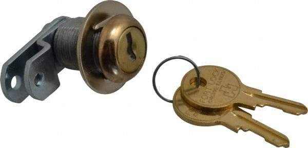 Made in USA - 21/32" Max Thickness, Standard Cam Lock - Polished Brass Finish - USA Tool & Supply