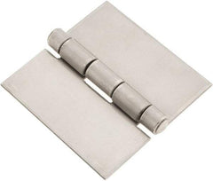 Made in USA - 3" Wide x 0.093" Thick, Blank Butt Hinge - Stainless Steel, Polished Finish - USA Tool & Supply