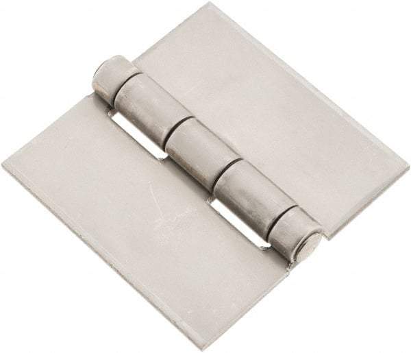Made in USA - 3" Wide x 1/8" Thick, Blank Butt Hinge - Stainless Steel, Polished Finish - USA Tool & Supply