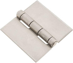 Made in USA - 3" Wide x 1/8" Thick, Blank Butt Hinge - Stainless Steel, Polished Finish - USA Tool & Supply