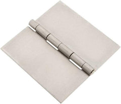 Made in USA - 4" Wide x 0.078" Thick, Blank Butt Hinge - Stainless Steel, Polished Finish - USA Tool & Supply