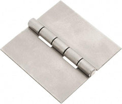 Made in USA - 3" Wide x 0.078" Thick, Blank Butt Hinge - Steel, Plain Finish - USA Tool & Supply