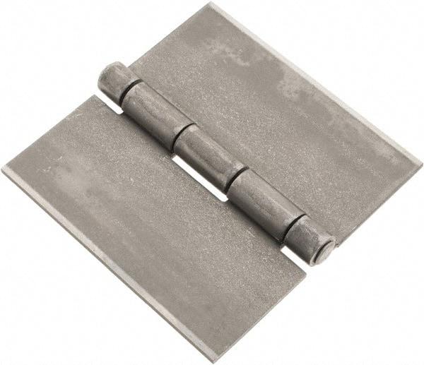 Made in USA - 4" Wide x 0.12" Thick, Blank Butt Hinge - Steel, Plain Finish - USA Tool & Supply