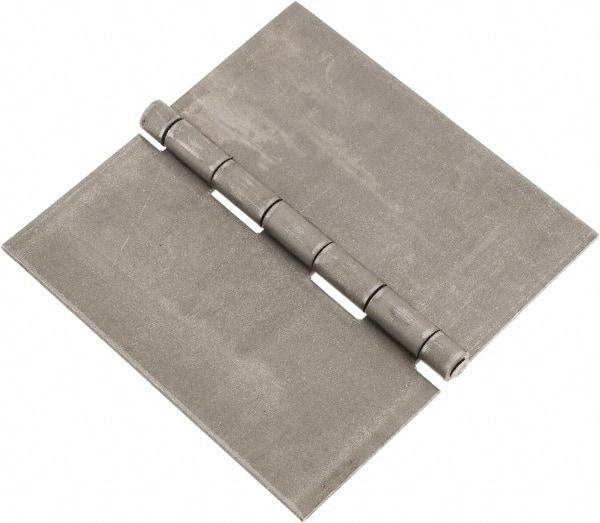 Made in USA - 6" Wide x 0.12" Thick, Blank Butt Hinge - Steel, Plain Finish - USA Tool & Supply