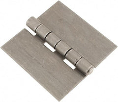 Made in USA - 6" Wide x 3/16" Thick, Blank Butt Hinge - Steel, Plain Finish - USA Tool & Supply