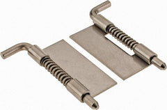 Made in USA - 7/8" Wide x 0.05" Thick, Spring Loaded Latch Hinge - Stainless Steel, Zinc Plated Finish - USA Tool & Supply