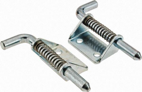 Made in USA - 1.12" Wide x 1/8" Thick, Spring Loaded Latch Hinge - Steel, Zinc Plated Finish - USA Tool & Supply