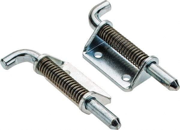 Made in USA - 1-1/4" Wide x 3/16" Thick, Spring Loaded Latch Hinge - Steel, Zinc Plated Finish - USA Tool & Supply