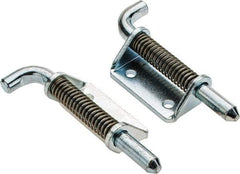 Made in USA - 1-1/4" Wide x 3/16" Thick, Spring Loaded Latch Hinge - Steel, Zinc Plated Finish - USA Tool & Supply
