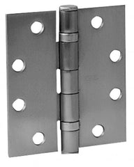 Stanley - 4-1/2" Long x 4-1/2" Wide Brass Full Mortise Commercial Hinge - USA Tool & Supply