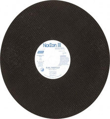 Norton - 16" 24 Grit Zirconia Alumina Cutoff Wheel - 1/8" Thick, 1" Arbor, 4,800 Max RPM, Use with Electric & Gas Powered Saws - USA Tool & Supply