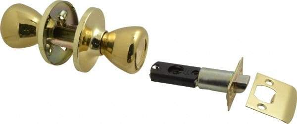 Value Collection - Bright Brass Passage Knob Lockset - 2-3/8" Back Set, 5-Pin Brass Tumbler Cylinder - USA Tool & Supply