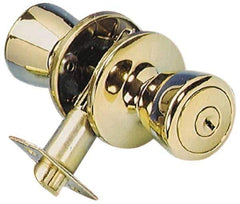 Value Collection - Bright Brass Entry Knob Lockset - 2-3/8" Back Set - USA Tool & Supply