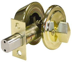 Value Collection - Polished Brass Finish, Heavy-Duty Single Cylinder Deadbolt - USA Tool & Supply